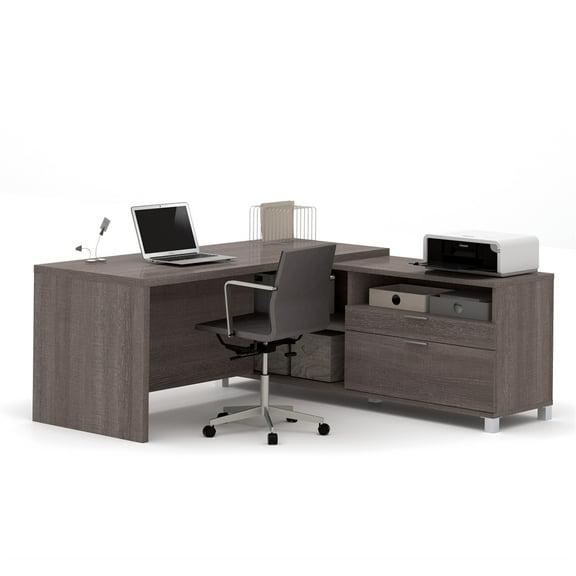 Bestar Pro-Linea L-Desk in Bark Gray