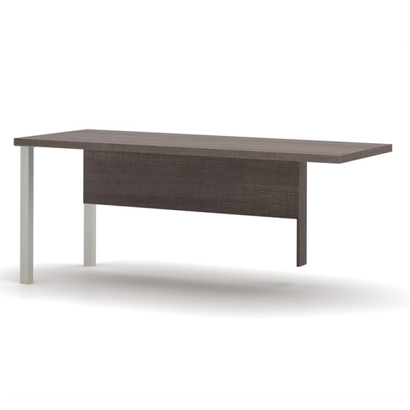 Bestar Pro-Linea Return Table with Metal Legs in Bark Grey