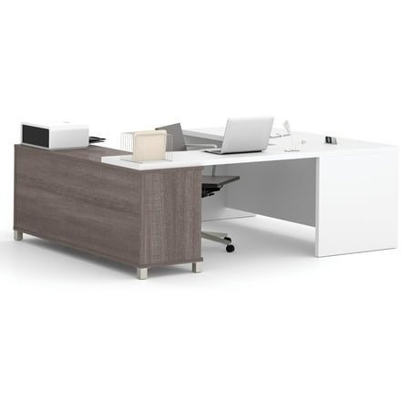 Bestar Pro-Linea U-Desk in Bark Grey and White