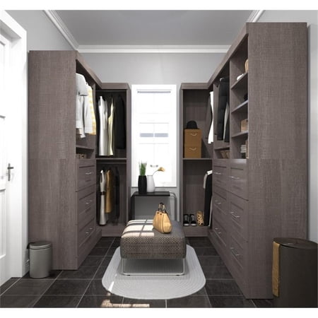 Bestar Pur 161W Walk-In Closet Organizer System in Bark Gray - Engineered Wood