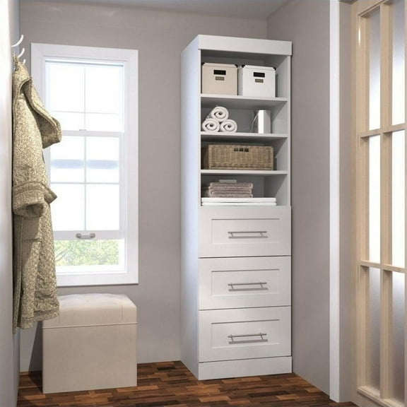 Bestar Pur 25" 3 Drawer Wood Closet Storage Unit in White