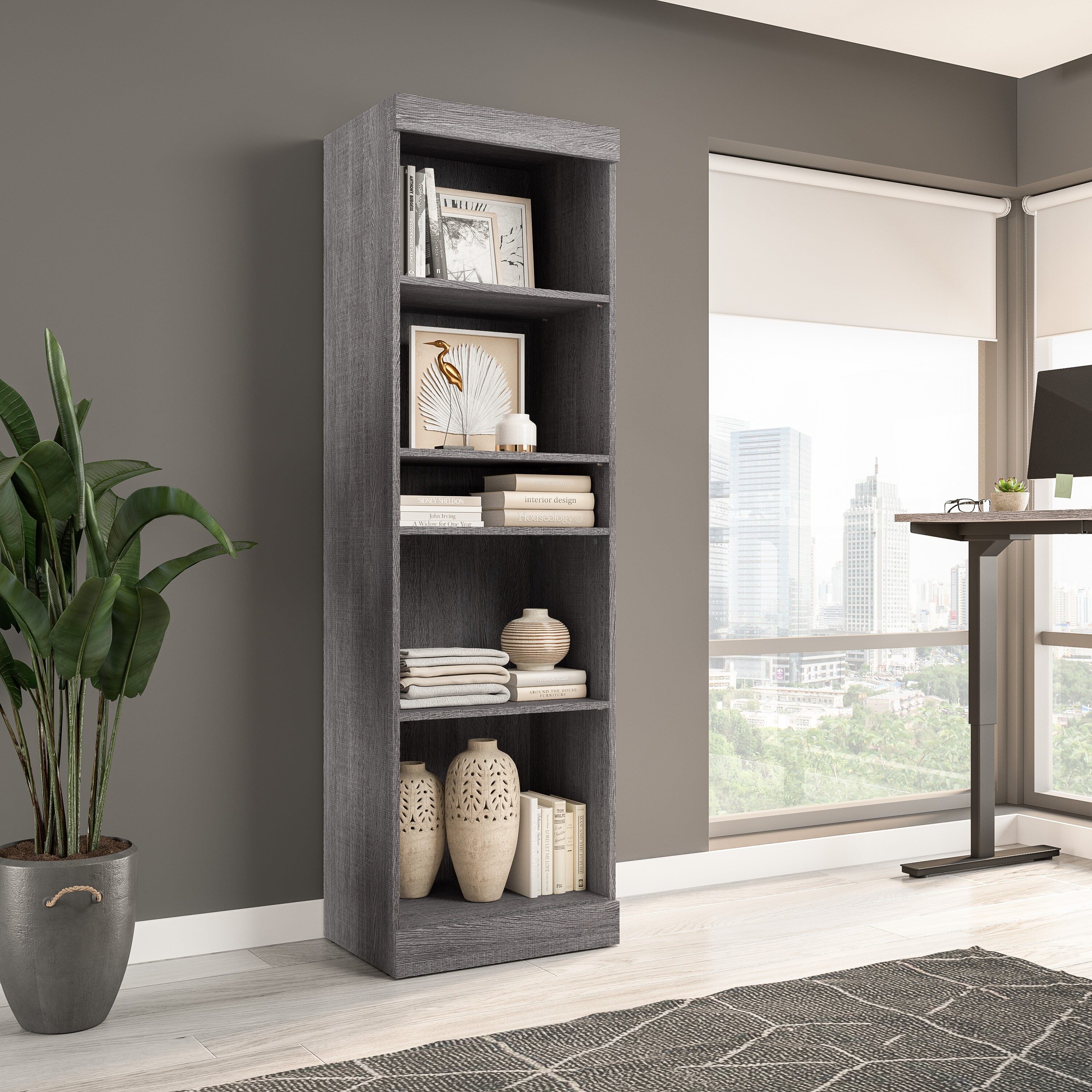Bark Gray Oak Adjustable Closet Organizer System 25-inch