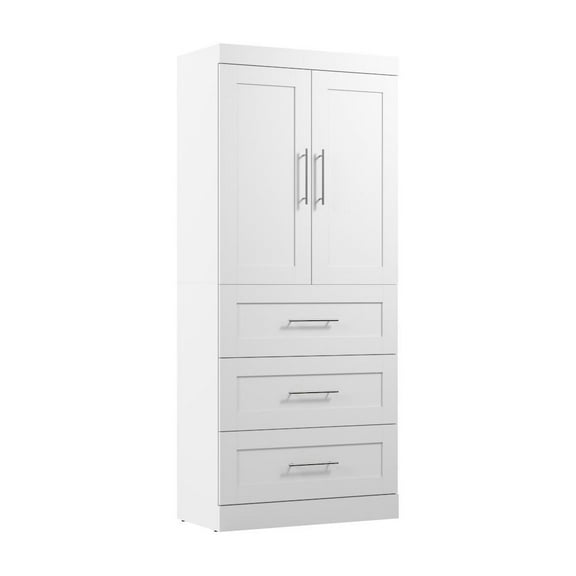 Bestar Pur 36W Wardrobe with Drawers in White - Engineered Wood