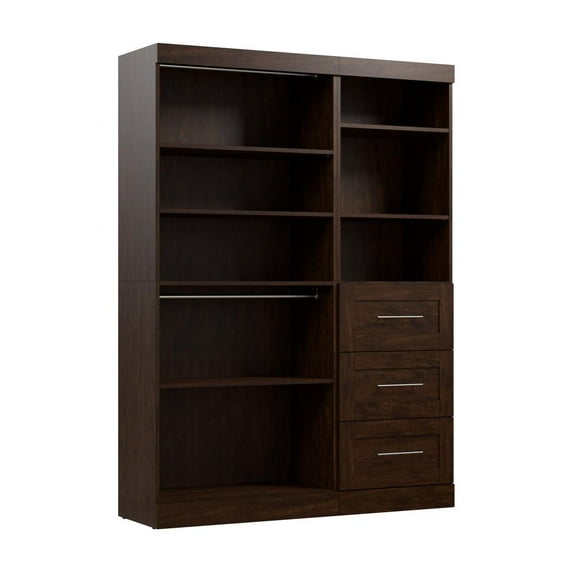 Bestar Pur 61W Closet Organizer System in Chocolate - Engineered Wood