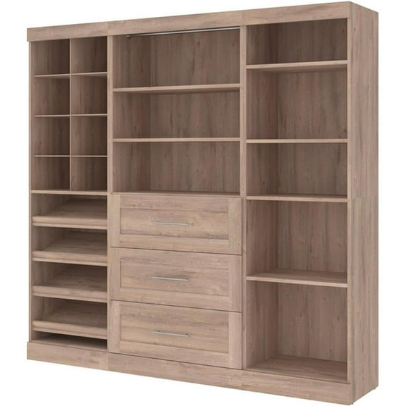 Bestar Pur 86W Closet Organizer System in Rustic Brown - Engineered Wood