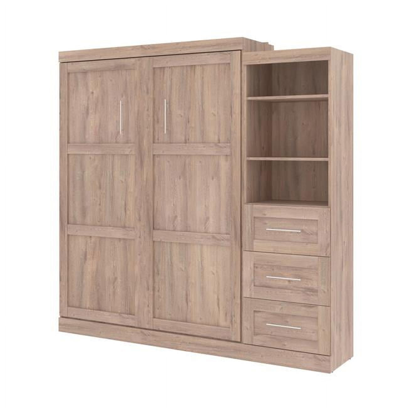 Bestar Pur Queen Murphy Bed and Shelving Unit with Drawers (90W) in ...