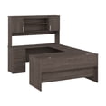 thumbnail image 1 of Bestar Ridgeley 65"W U-Shaped Computer Desk With Hutch, Medium Gray Maple, 1 of 7