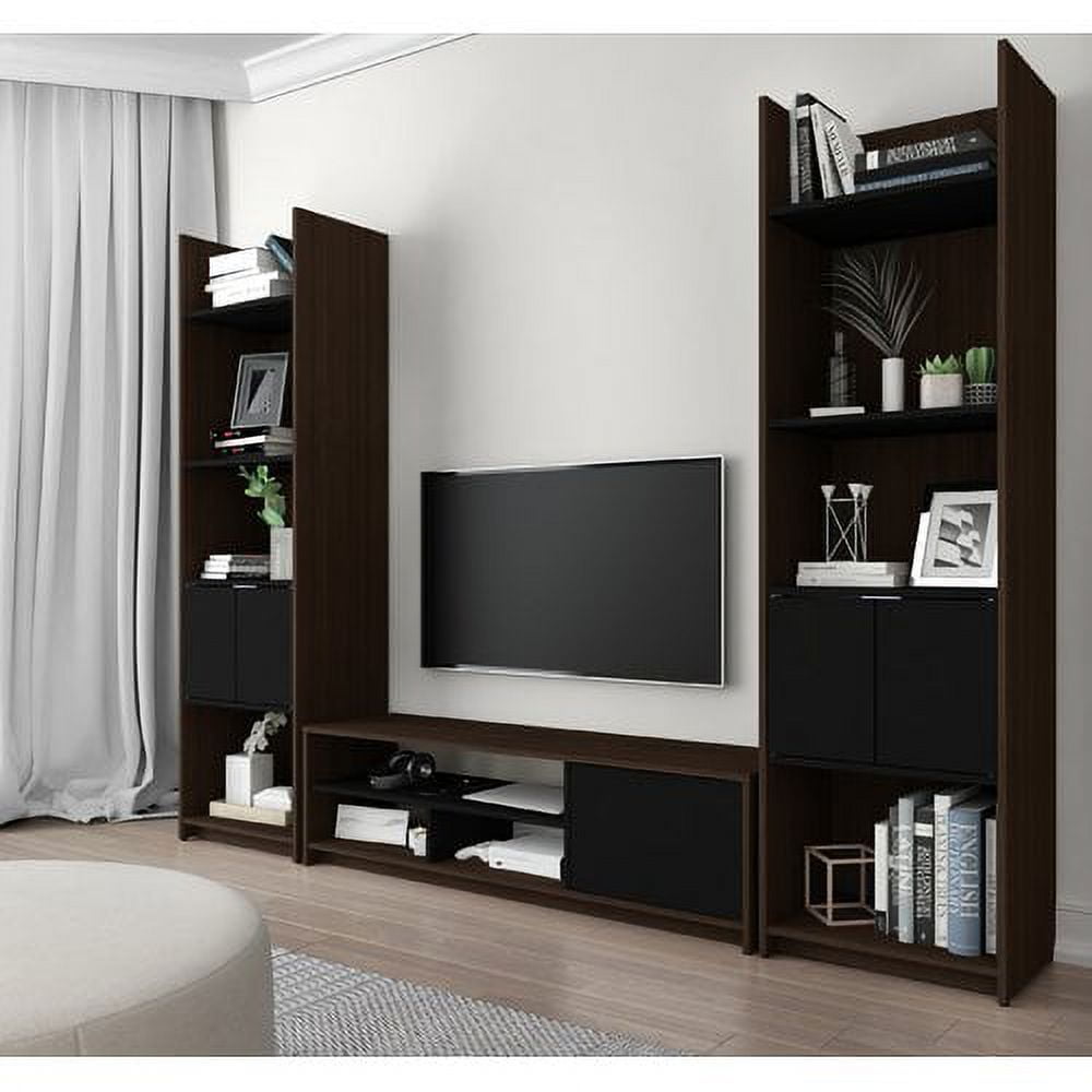 Bestar Small Space 3 Piece TV Stand and 2 Storage Towers Set in
