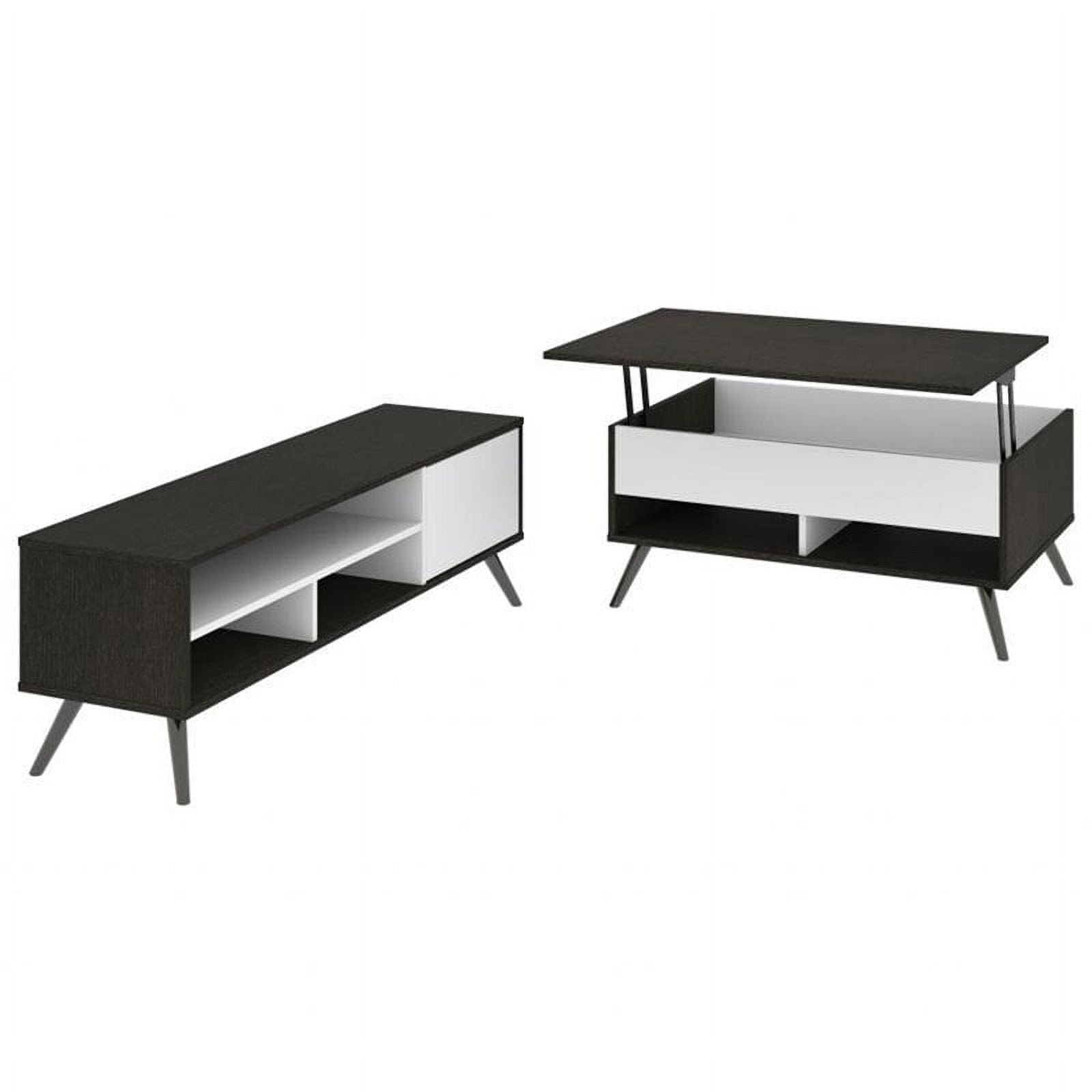 Bestar Small Space Krom 2 Piece Lift Top Coffee Table Set in Deep Gray