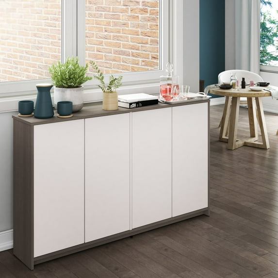 Bestar Small Space 60-inch Storage Unit in Bark Gray and White