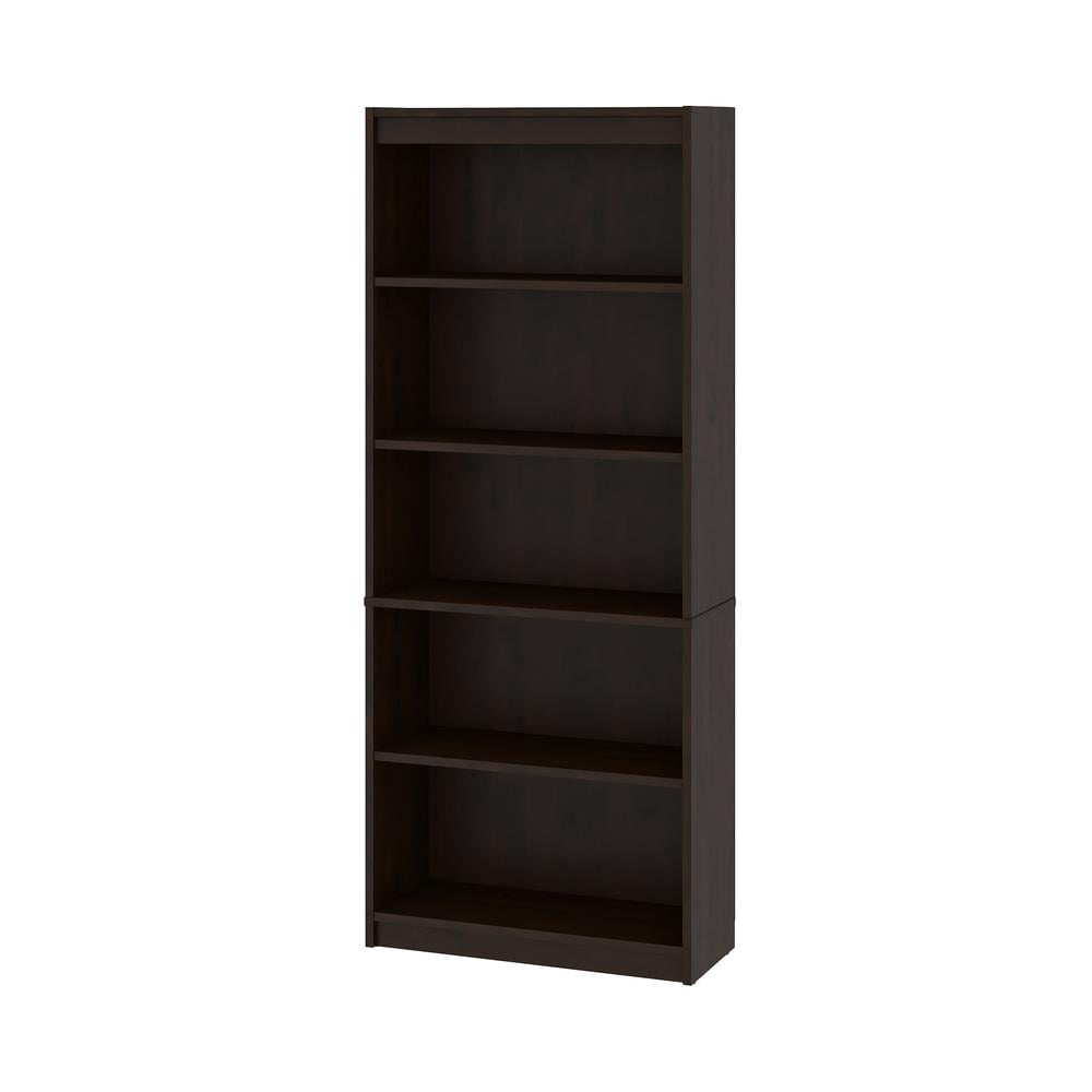 Transitional Dark Chocolate Adjustable 5-Shelf Bookcase