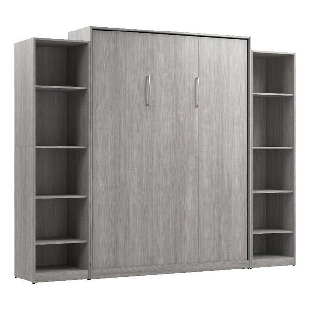 Bestar USA Claremont Wood Queen Murphy Bed with Closet Organizers in