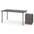 thumbnail image 1 of Bestar Universel - Desk with mobile file cabinet - rectangular - bark gray - matte silver base, 1 of 3