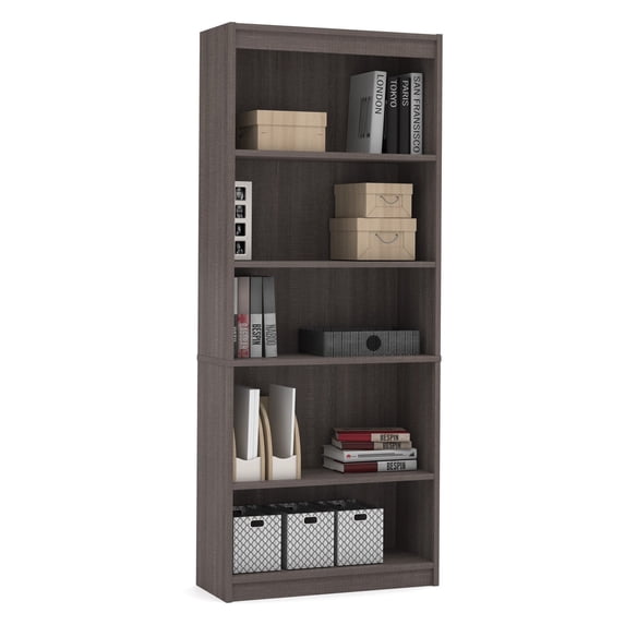 Bestar standard Bookcase in Bark Gray - 72" Height x 29.5" Width x 11.6" Length, 5 Shelves