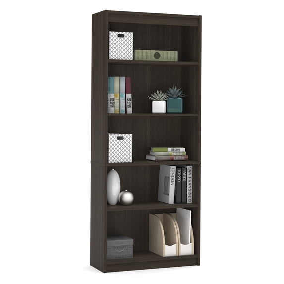 Bestar standard Bookcase in Dark Chocolate-Color:Dark Chocolate