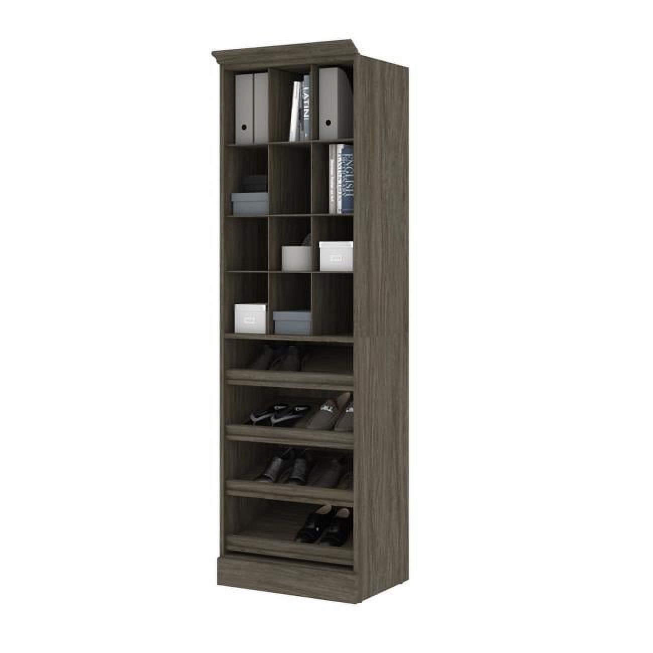 Bestar Versatile 25"W Engineered Wood Closet Shoe Organizer in Walnut Gray