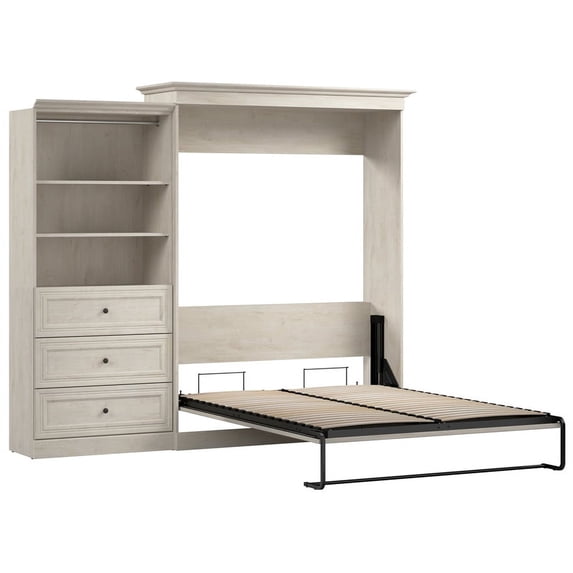 Bestar Versatile Engineered Wood Queen Murphy Bed and Organizer/Drawers in White