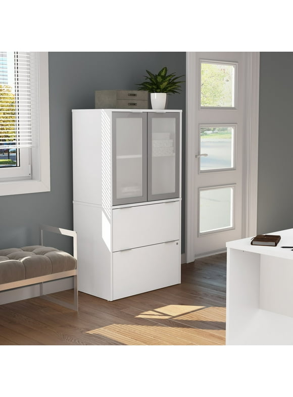 Bestar i3 Plus 2 Drawer Door File Cabinet in White