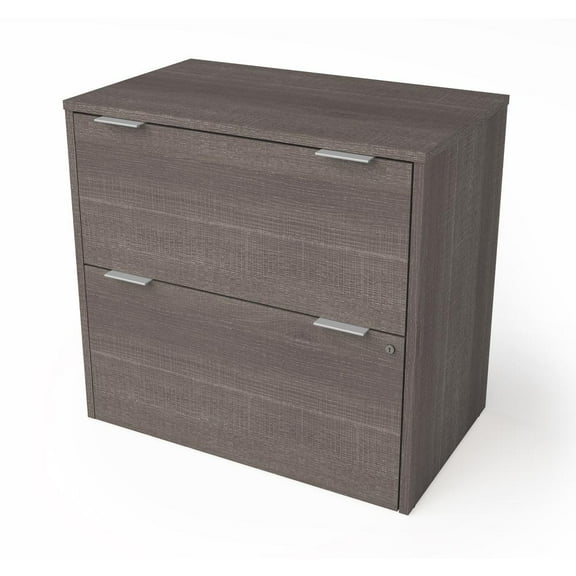 Bestar i3 Plus 2 Drawer Lateral Wood File Cabinet in Bark Gray