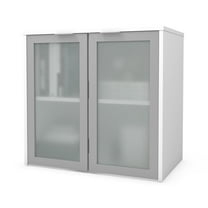 Bestar i3 Plus 2 Frosted Glass Door 30" Wooden Desk Hutch in White