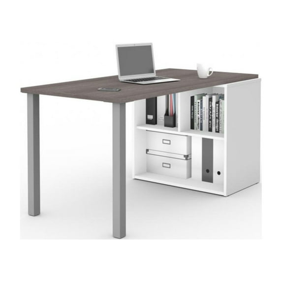Bestar i3 Plus Computer Desk in Bark Gray & White