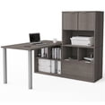 thumbnail image 1 of Bestar i3 Plus L Shape Computer Desk with Hutch in Bark Gray, 1 of 9