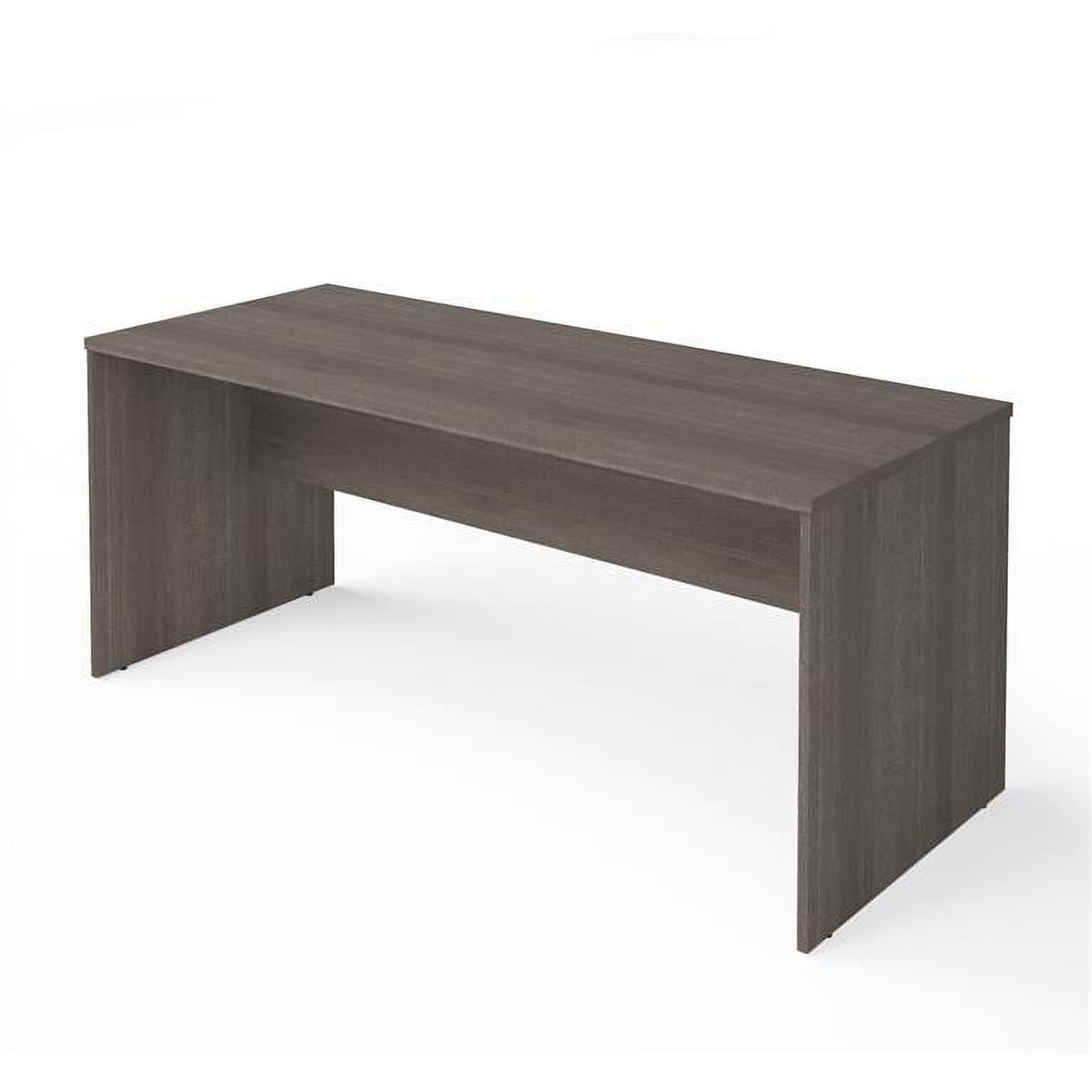 Contemporary Bark Gray Home Office Desk with Filing Cabinet