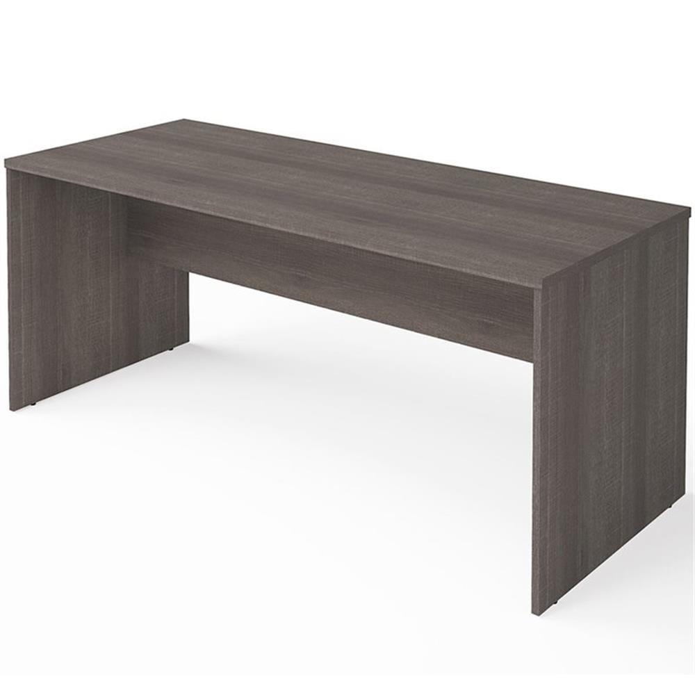 Contemporary Bark Gray Home Office Desk with Filing Cabinet