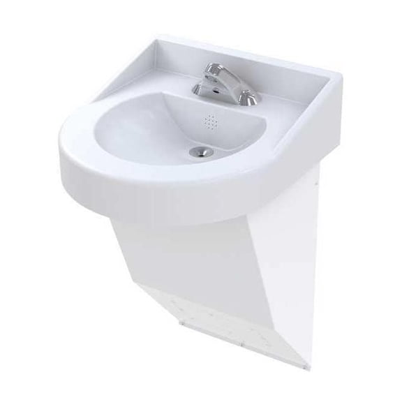 Bestcare Bathroom Sink,White,D-Shaped,15" x 12" WH3775-3375L-SO-110V-BAT