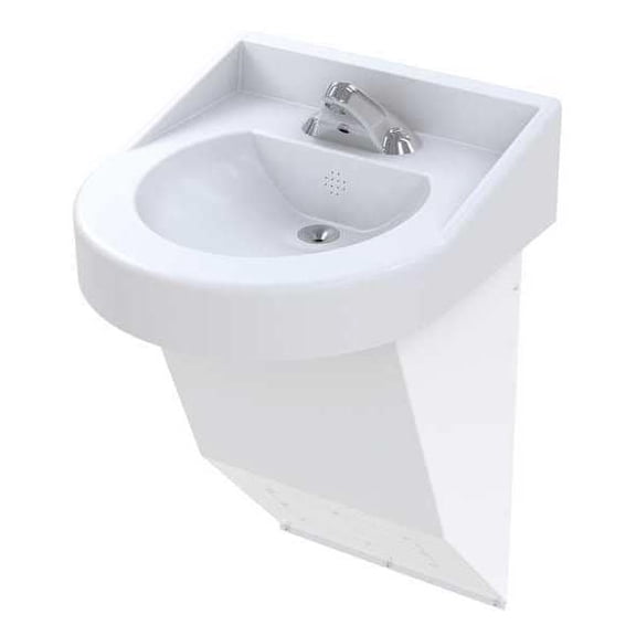Bestcare Bathroom Sink,White,D-Shaped,15" x 12" WH3775-3375L-SO-110V-BAT