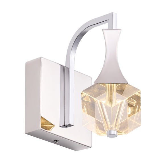Bestco 1 Light Wall Sconce with Crystal Shade LED Lighting Brushed Nickel Metal Frame