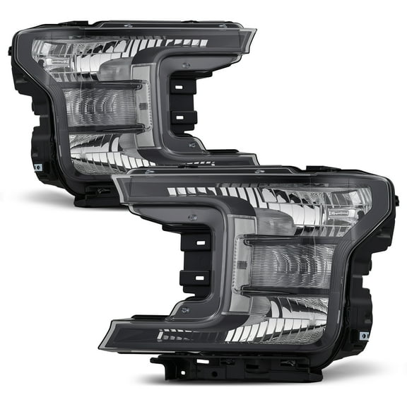 Bestco 1 Pair Headlights Assembly Clear Fit For Ford F150 2018-2020 Pickup Truck OEM Halogen Black