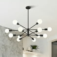 thumbnail image 1 of Bestco 12-Light Modern Sputnik Chandelier for Dining Room with 4 Extension Rods Black, 1 of 11
