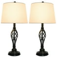 thumbnail image 1 of Bestco 26” Farmhouse Country Table Lamps Set of 2, Retro End Table Lamps with Wrought Iron Base and Fabric Shade for Living Room Bedroom Family Room Entryway, 1 of 9