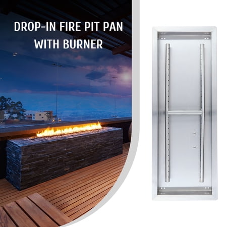 Bestco 32x12 Inch Drop-In Fire Pit Pan Propane Gas Firepit Burner Pan for Outdoor Use