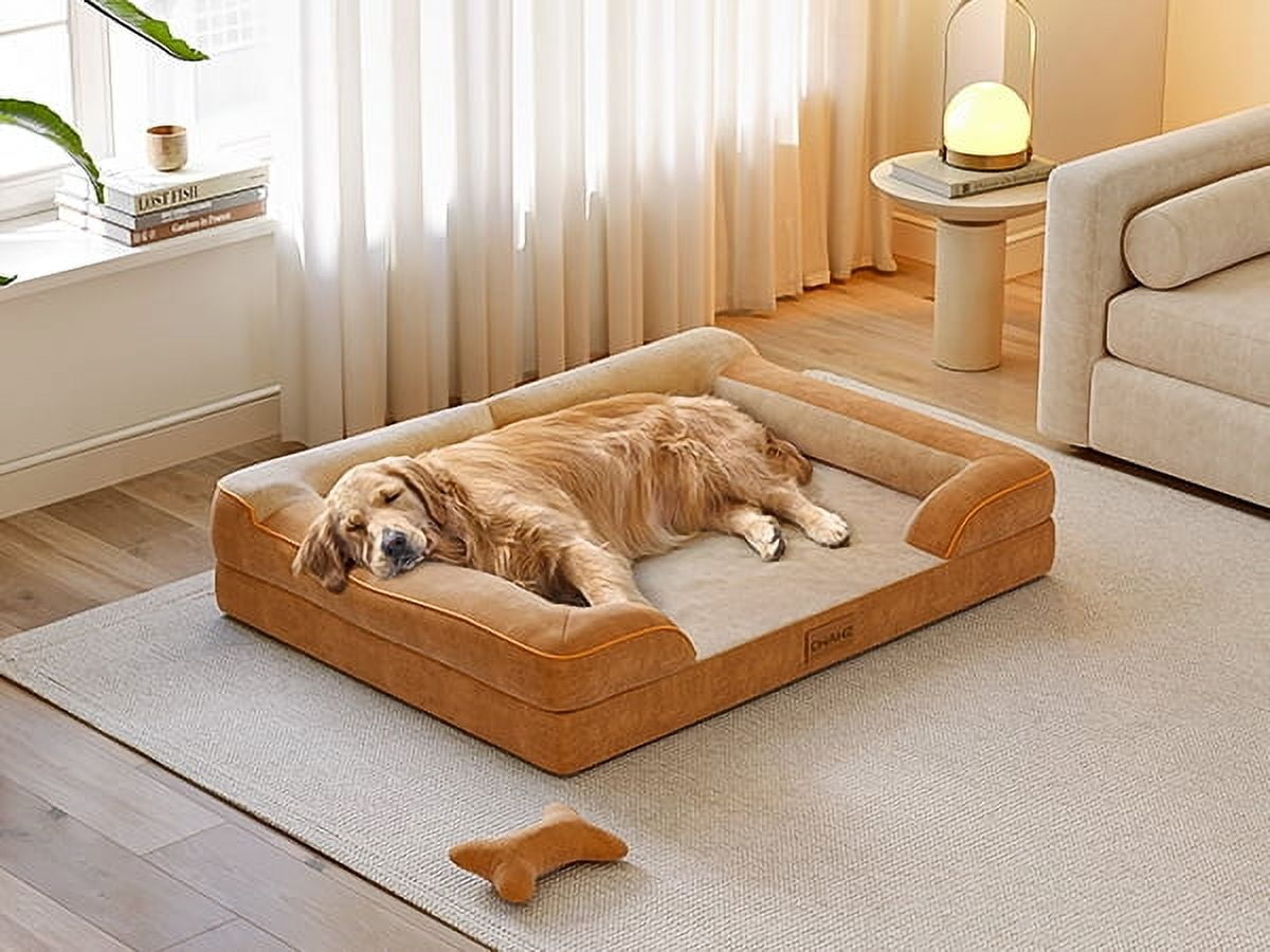 Bestco 36" Orthopedic Dog Bed for Large Dogs with Egg Crate Foam Removable Washable Cover Brown