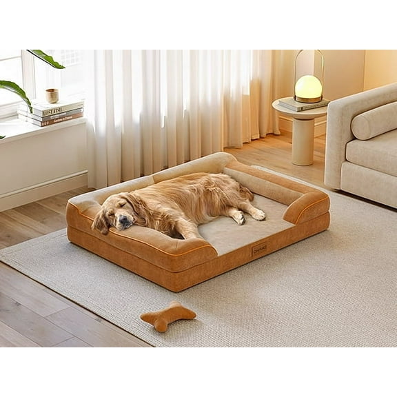 Bestco 36" Orthopedic Dog Bed for Large Dogs with Egg Crate Foam Removable Washable Cover Brown
