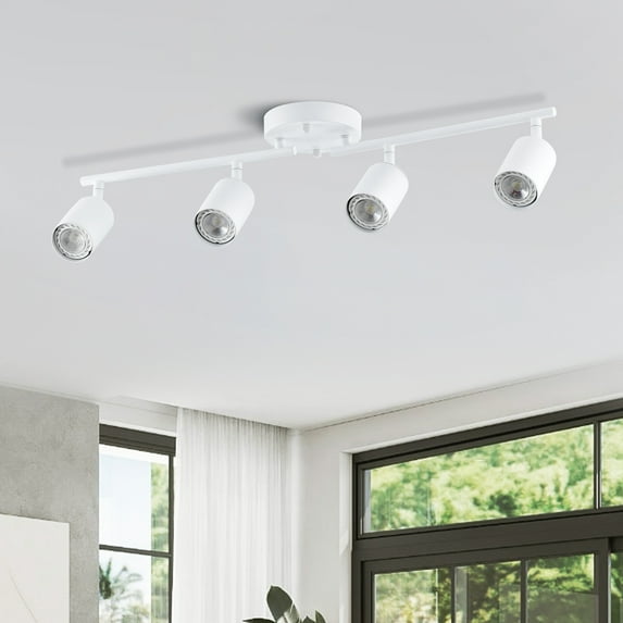 Bestco 4-Light Track Lighting Fixture with Adjustable Heads & Light Bulbs,GU10 Bulb Included,White