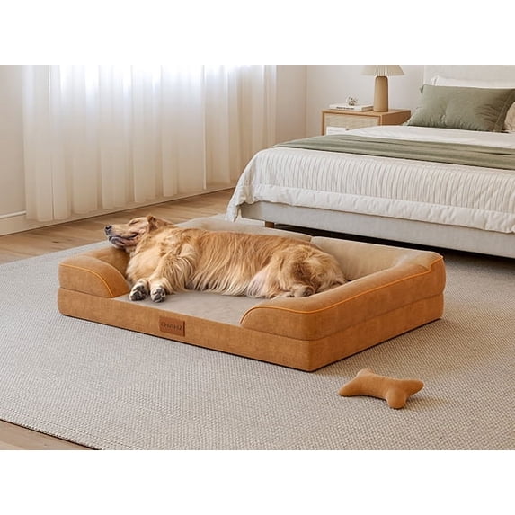Bestco 42" Orthopedic Dog Bed for Extra Large Dogs with Egg Crate Foam Removable Washable Cover Brown