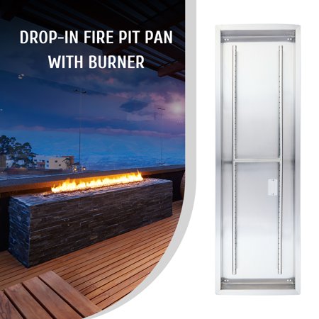 Bestco 50x16 Inch Drop-In Fire Pit Pan Propane Gas Firepit Burner Pan for Outdoor Use