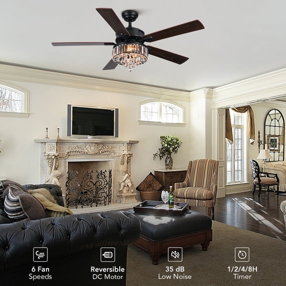 Bestco 52" Ceiling Fan with Light Downrod Mount 3 Blade LED Lighting Fan