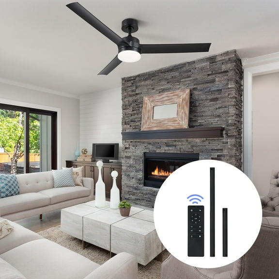 Bestco 52 Inch Ceiling Fan with Lights Remote Control, Modern Ceiling Fan with 3 Blades, Outdoor Ceiling Fan Quiet Reversible 6 Speed DC Motor for Bedroom Patios Farmhouse Living Room