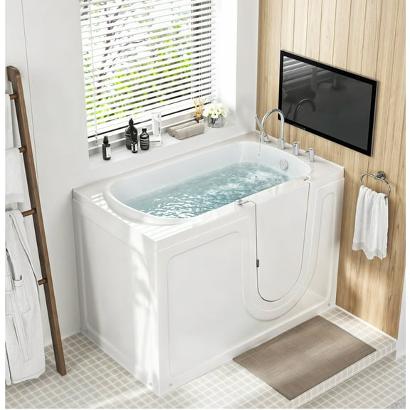 Bestco Walk-In Tub 52"x30" for Seniors with Right Side Inswing Door & Handheld Shower