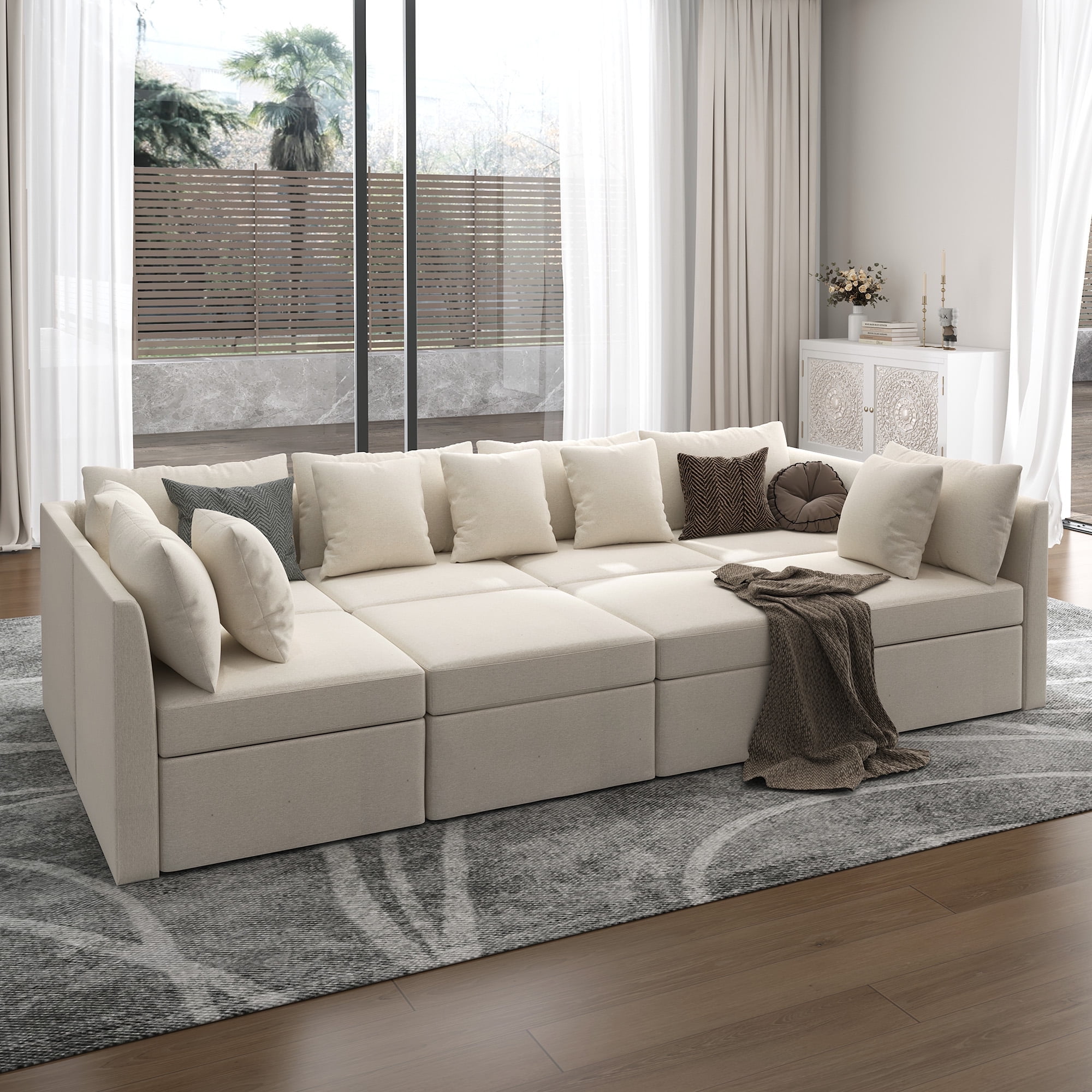 Bestco 6 Seat Modular Couches and Sofas Sectional Sleeper Sofa Bed with