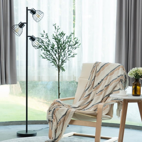 Bestco 65" Industrial Floor Lamp w Adjustable Shades for Bedroom Living Room More
