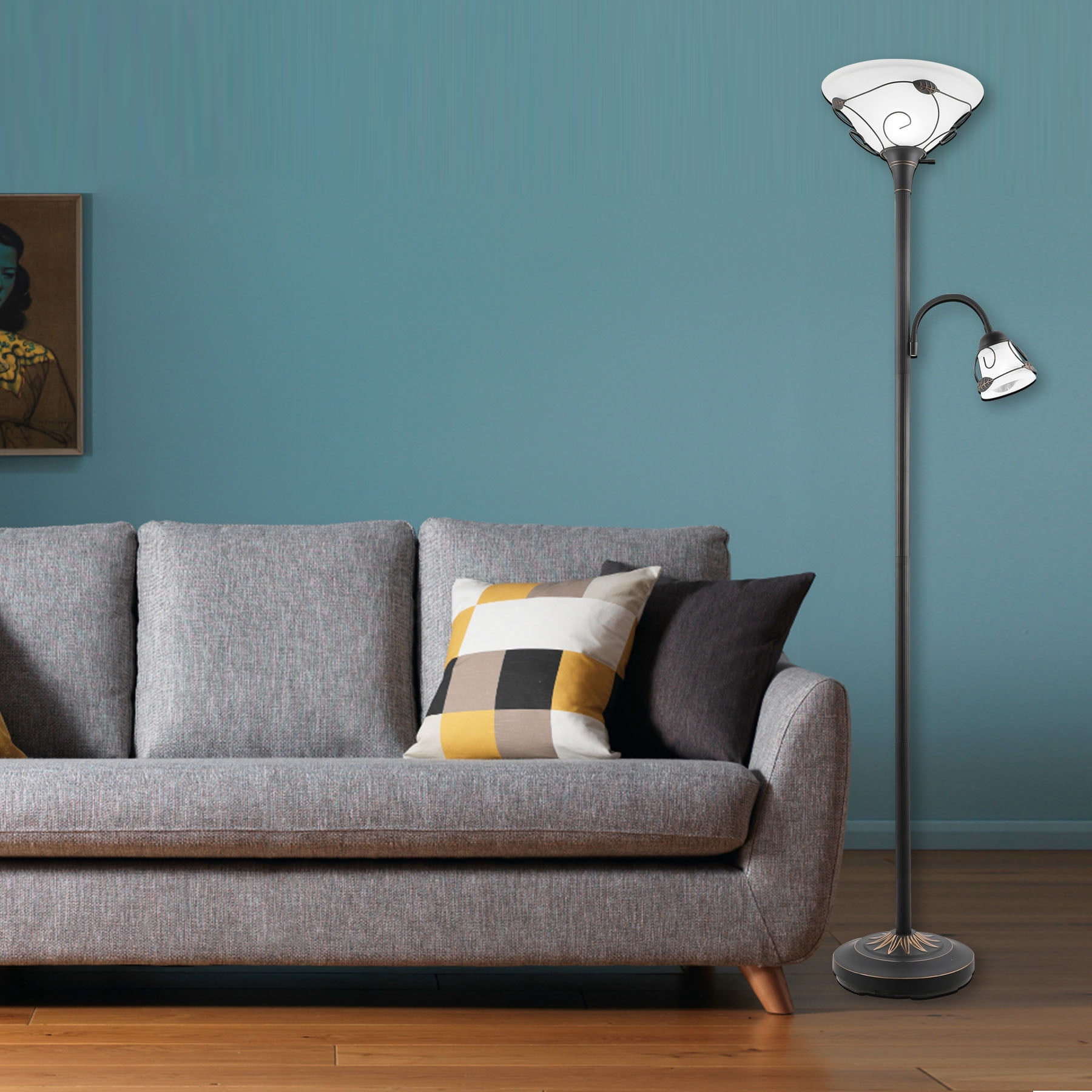 Bestco 71-Inch Torchiere Floor Lamp in Dark-bronze Painted Finish