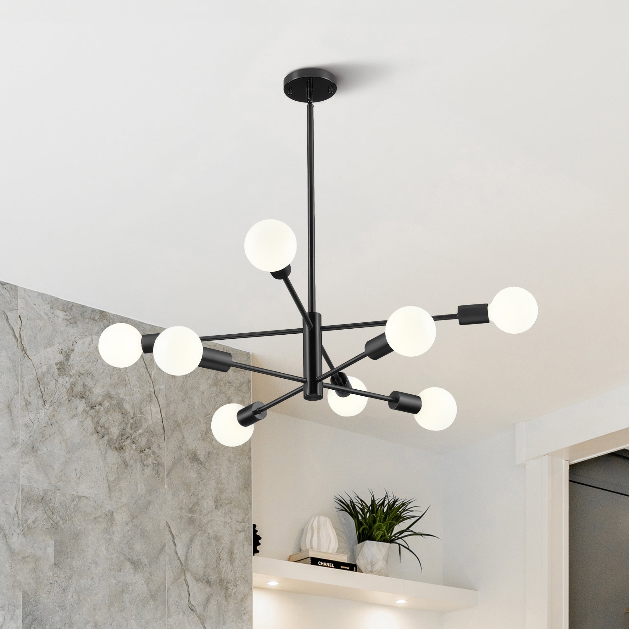 Bestco 8-Light Modern Sputnik Chandelier for Dining Room with 4 ...