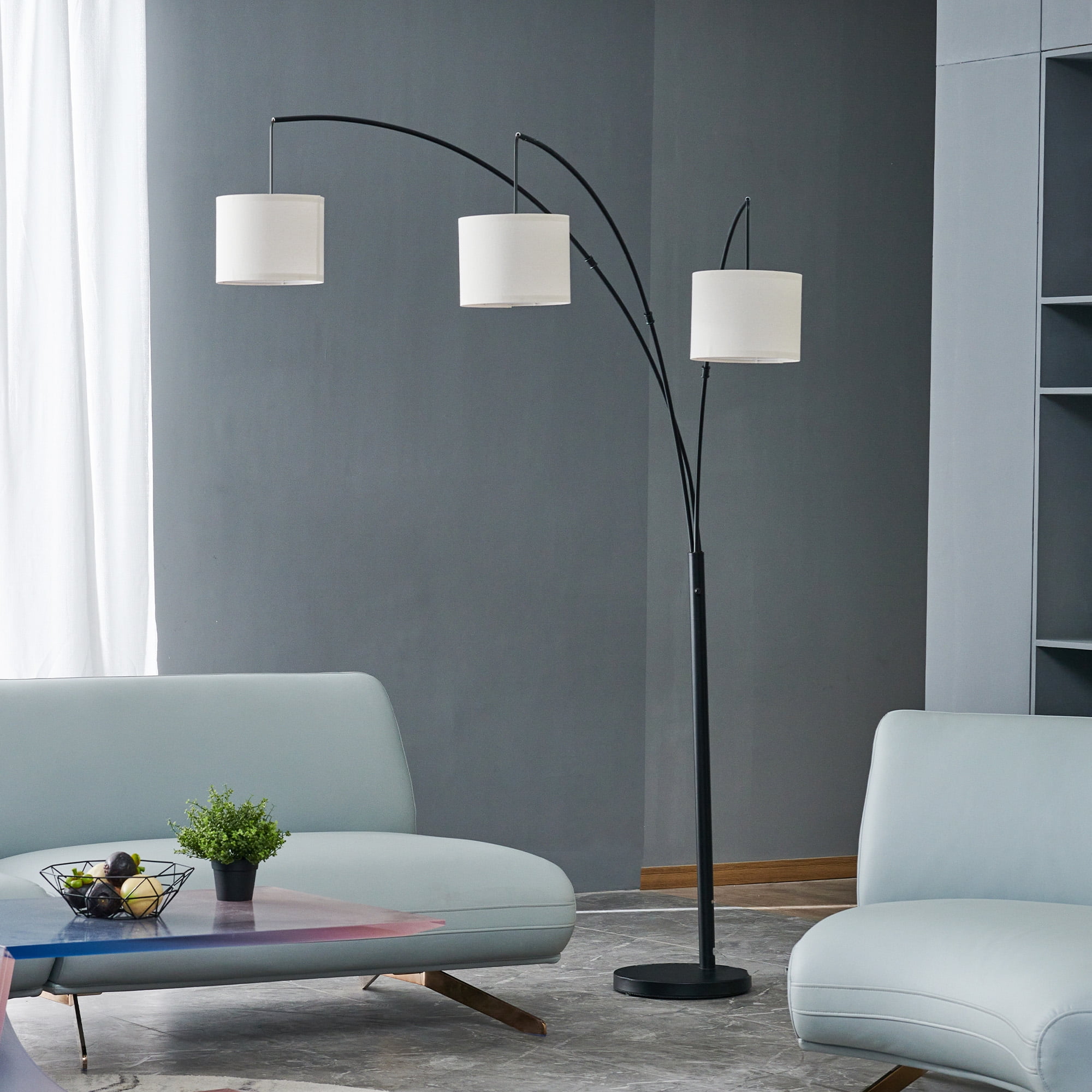 Bestco 83 in Modern Arc Floor Lamp with Hanging Drum Shades 3 Light Tree  Standing Light in Black Color - Walmart.com, image size:2000x2000
