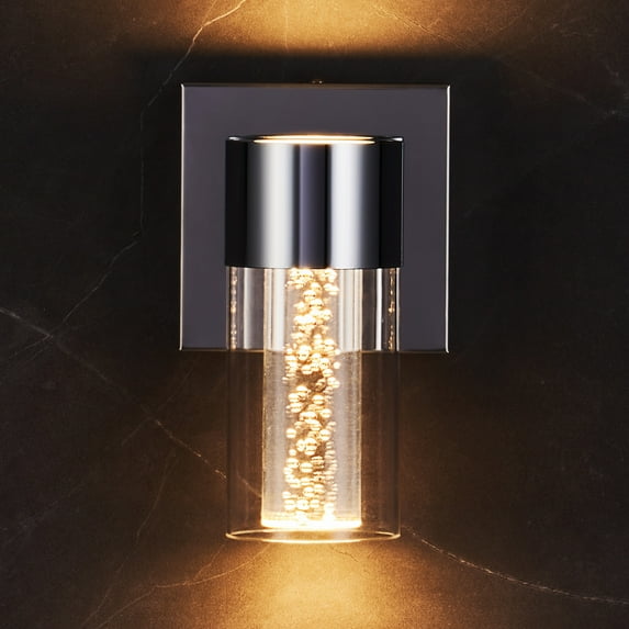 Bestco Acrylic Contemporary Wall Sconce with Integrated LED Light Chrome Finish 3000K Color Temp