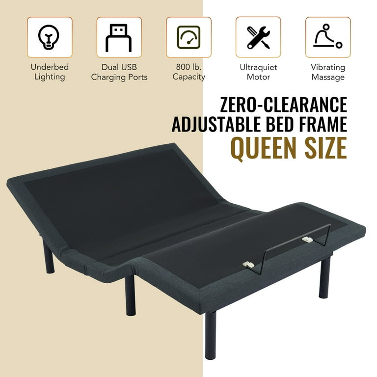 Preenex Queen Electric Adjustable Bed Frame with Wireless Remote, Foot  Incline, Zero-Gravity, Black